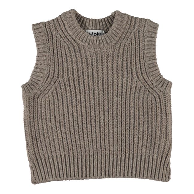 Pull Sans Manches Laine Gilberte | Taupe brown
