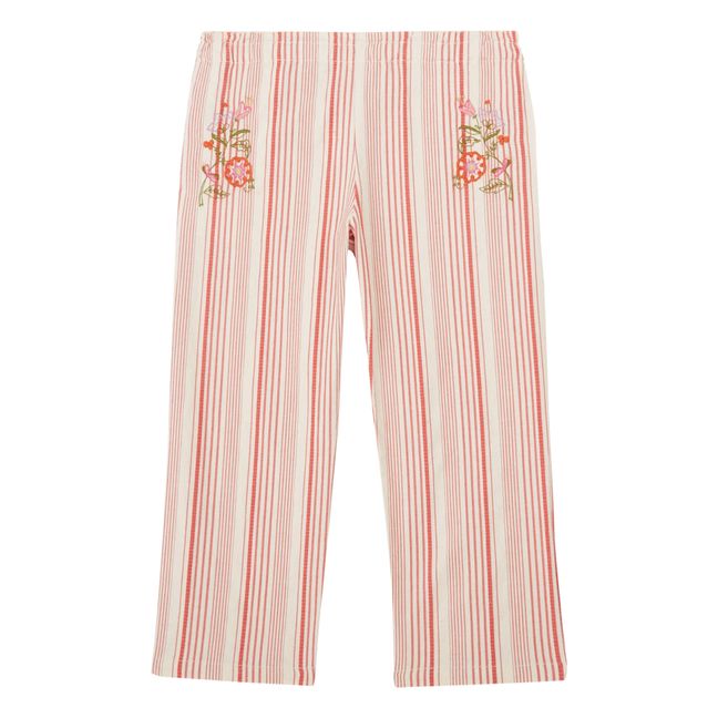 Pantalon Brodé Rayures | Rouille