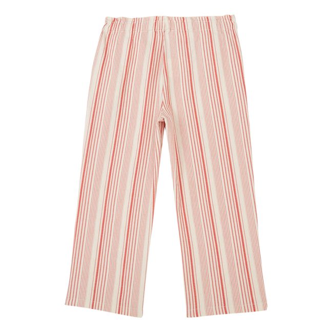 Striped Embroidered Pants | Rust