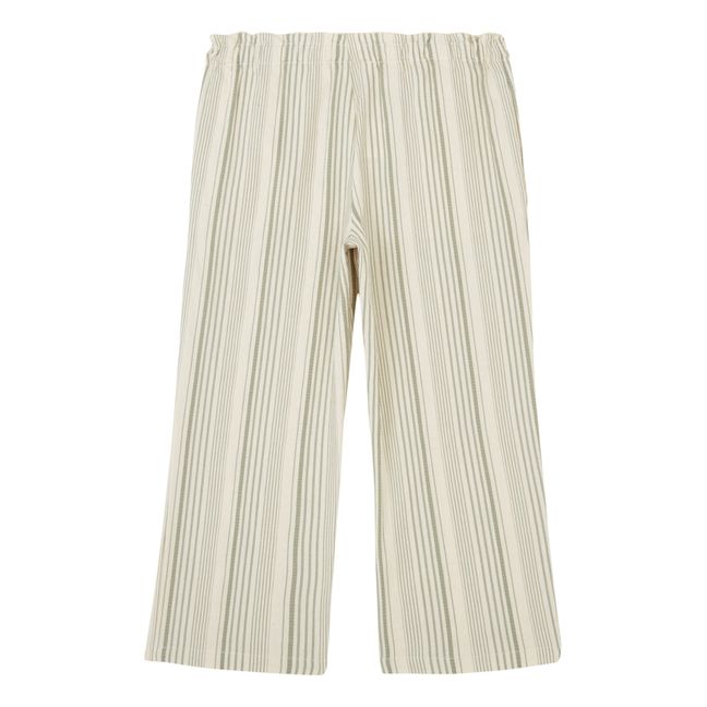 Striped Embroidered Pants | Green