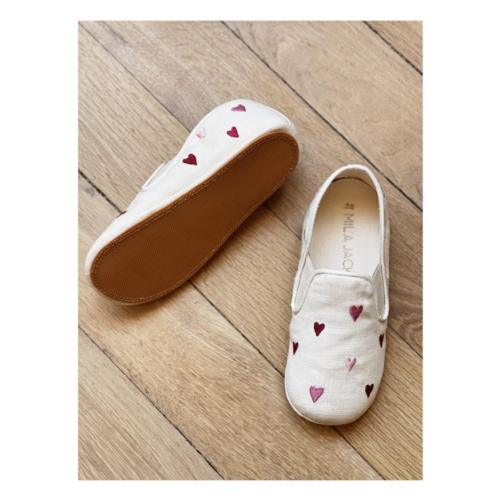 Noa Cotton Pink Hearts Slippers | Ecru- Immagine del prodotto n°2