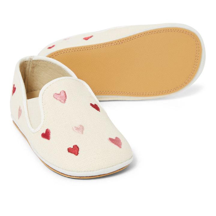 Noa Cotton Pink Hearts Slippers | Ecru- Immagine del prodotto n°3