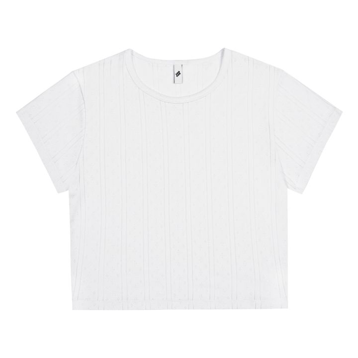 T-Shirt, modello: Baby, Pointelle, in cotone bio | Bianco- Immagine del prodotto n°0