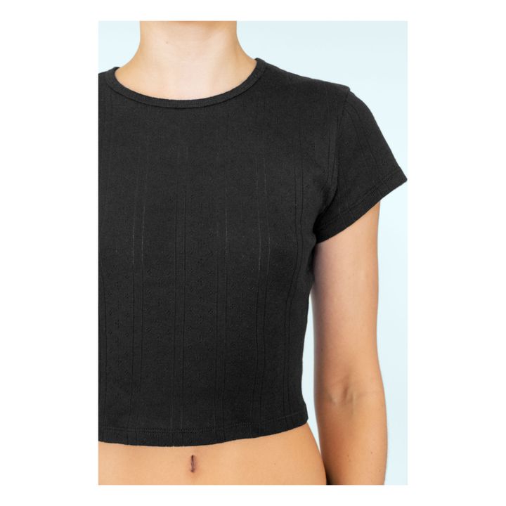 Camiseta Baby Pointelle de algodón orgánico | Negro- Imagen del producto n°2
