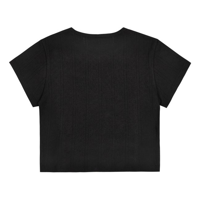 Baby Pointelle Organic Cotton T-shirt | Nero