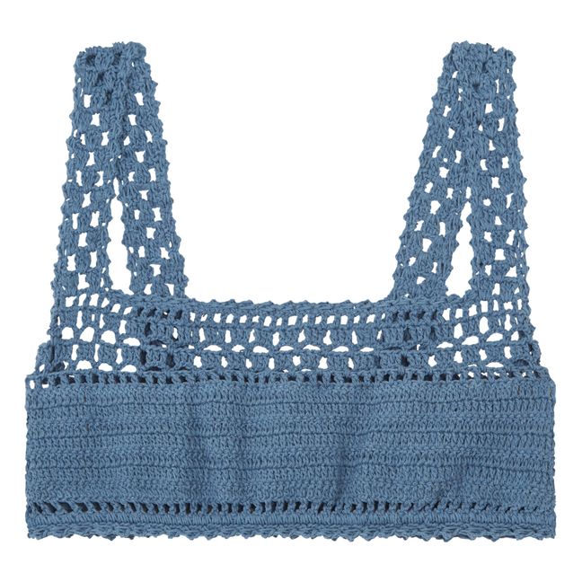 Naira Crop Crochet Bikini Top | Blu