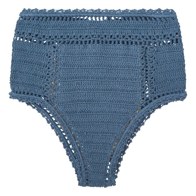 Bas de Maillot Taille Haute Essential Crochet | Bleu gris
