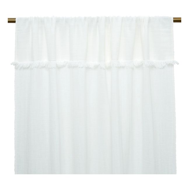 Flanné cotton curtain with fringe | Milk