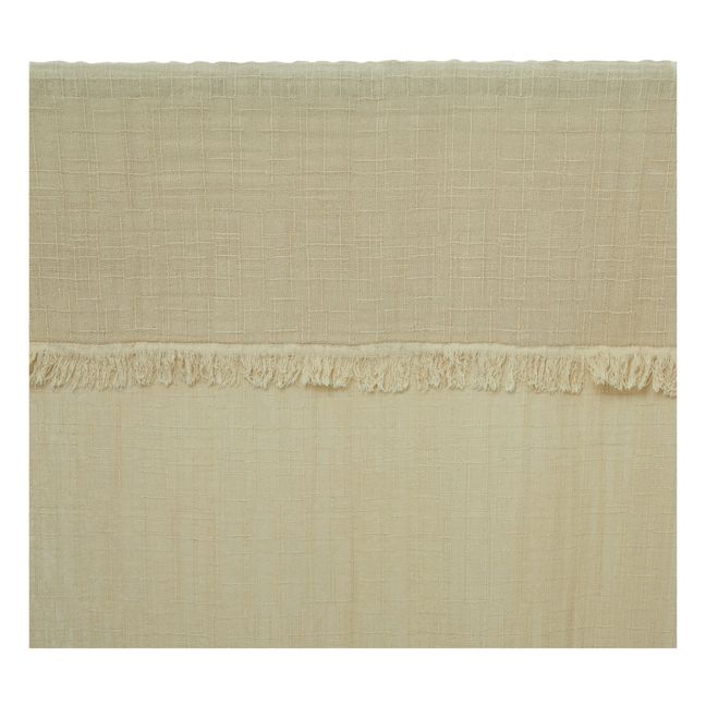 Flanné cotton curtain with fringe | Sand