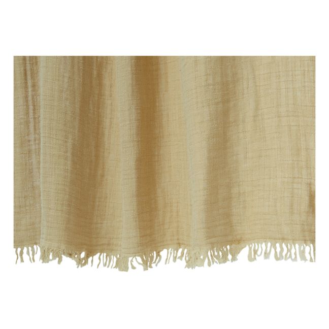 Flanné cotton curtain with fringe | Sand