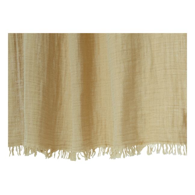 Rideau en coton flanné et frange | Sable