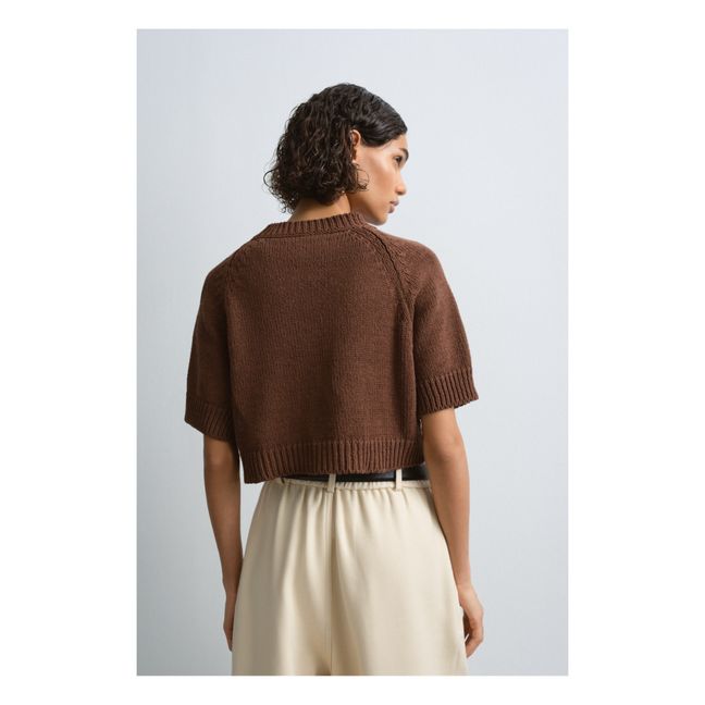 Cardigan a maniche corte con bottoni | Marrone