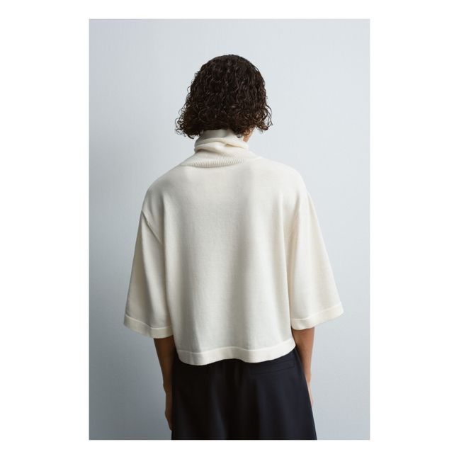 Sudadera de cuello alto de cachemira y algodón | Natural