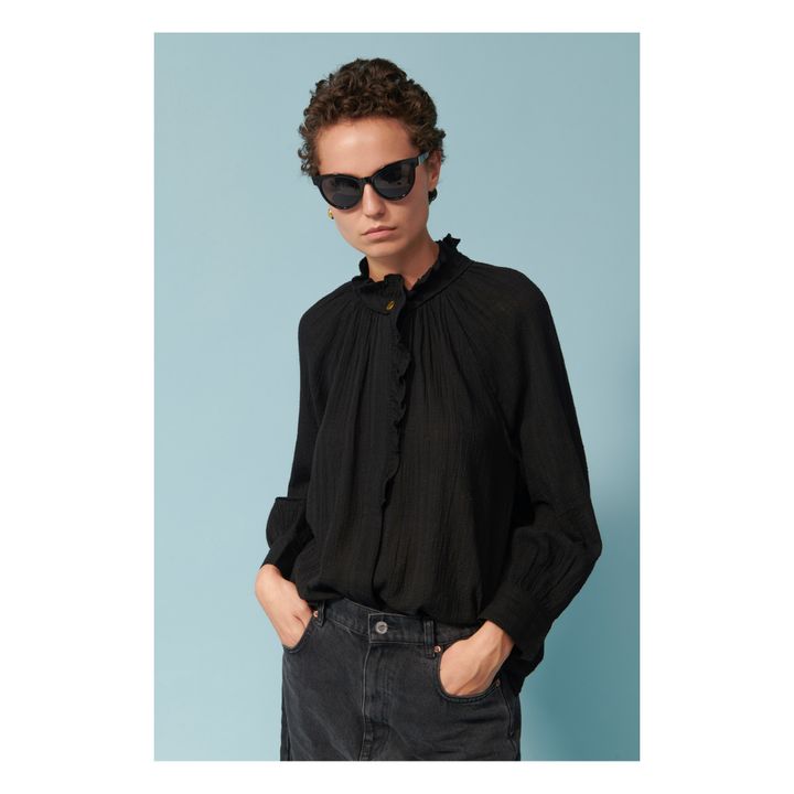 Evora Bubble Crepe Blouse | Nero- Immagine del prodotto n°3