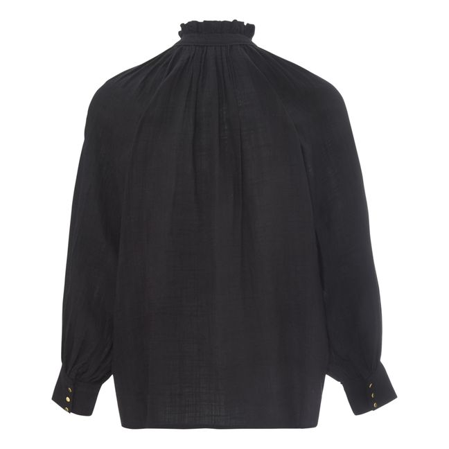 Evora Bubble Crepe Blouse | Negro