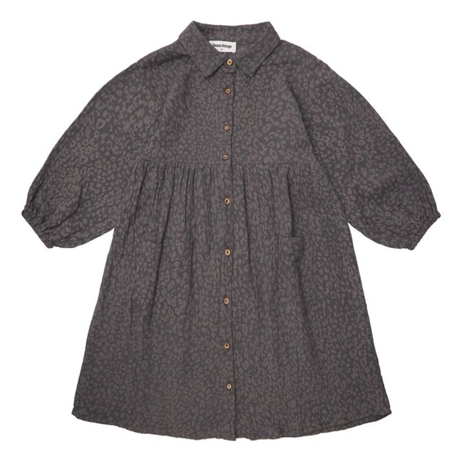 Vestido de leopardo | Gris Antracita