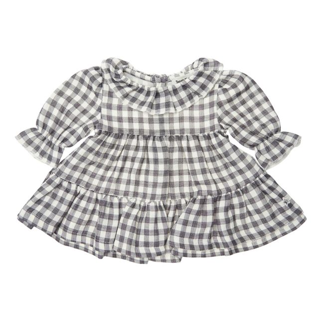Robe Baby Coton Bio Vichy | Gris anthracite