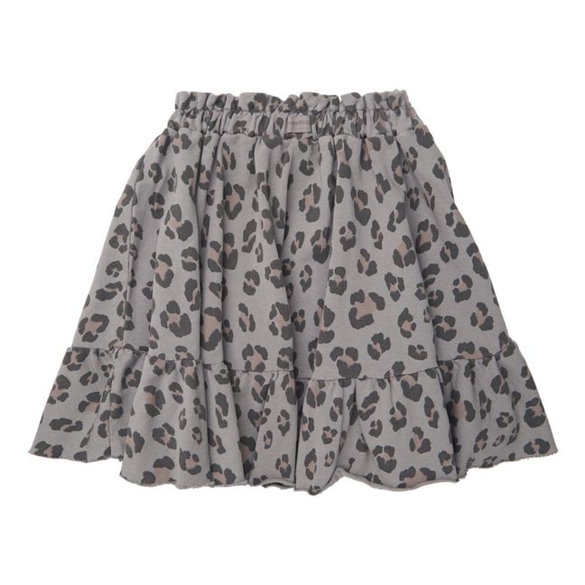 Organic Cotton Leopard Print Midi Skirt | Grey