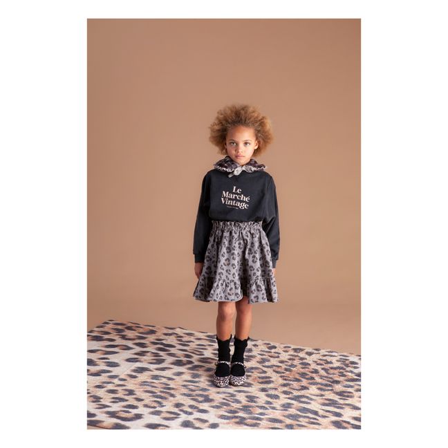 Organic Cotton Leopard Print Midi Skirt | Grey