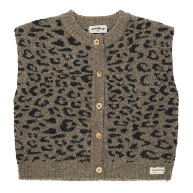 Cardigan Sans Manche Léopard | Marron