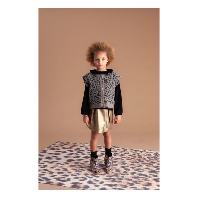 Cardigan Sans Manche Léopard | Marron