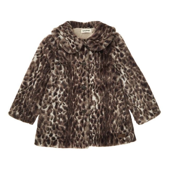 Girls leopard print fur on sale coat