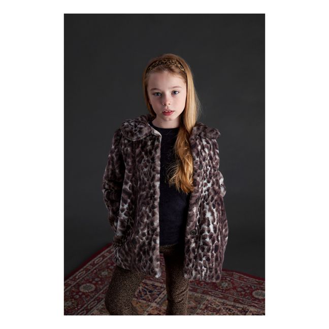 Leopard Print Faux Fur Coat | Beige