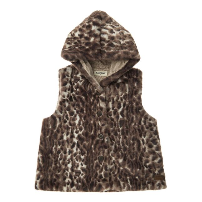 Veste Sans Manche Façon Fourrure Léopard | Beige