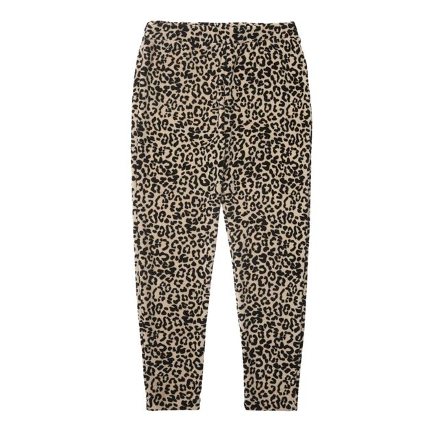 Leopard Print Velour Leggings | Beige
