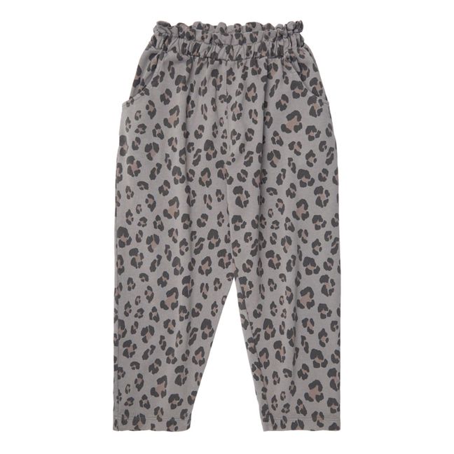 Organic Fleece Leopard Print Joggers | Grey