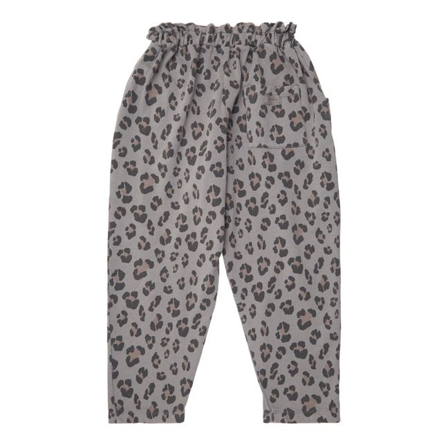 Organic Fleece Leopard Print Joggers | Grey
