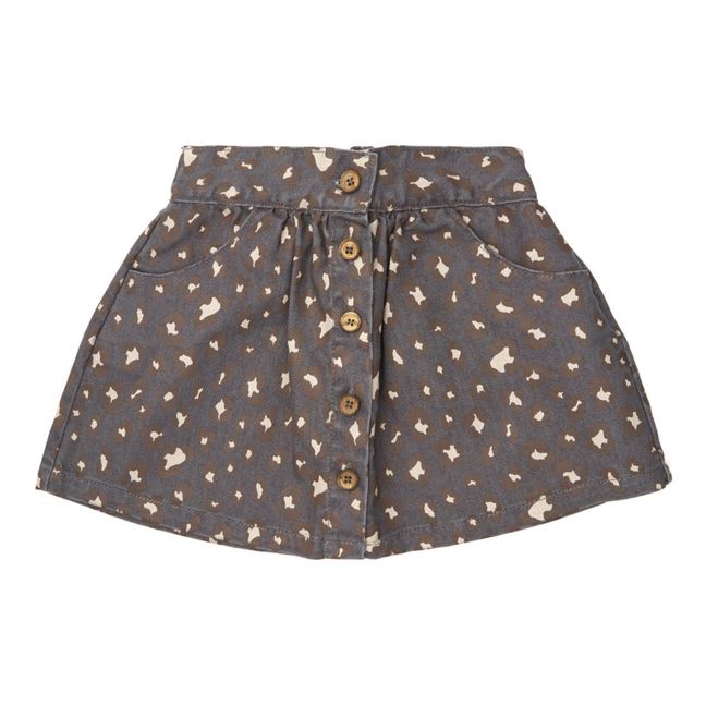 Leopard Denim Skirt | Charcoal grey