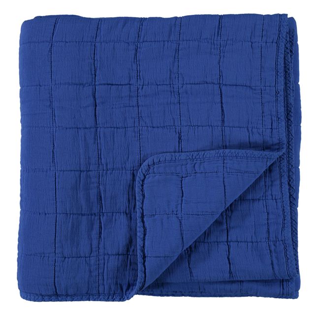Quilted Cotton Blanket | Cobalt