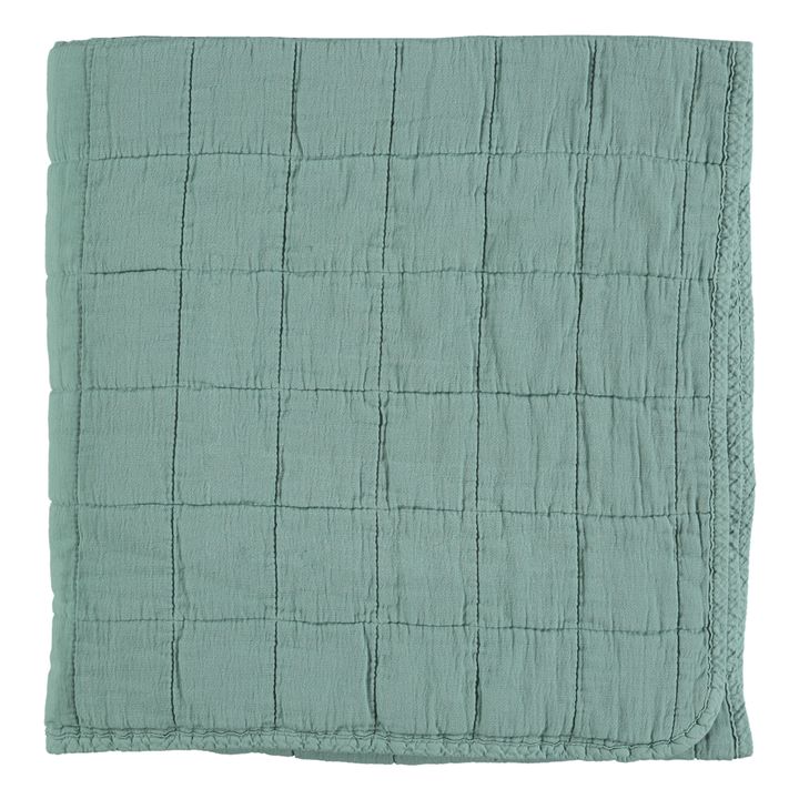 Manta acolchada de algodón | Verde- Imagen del producto n°0