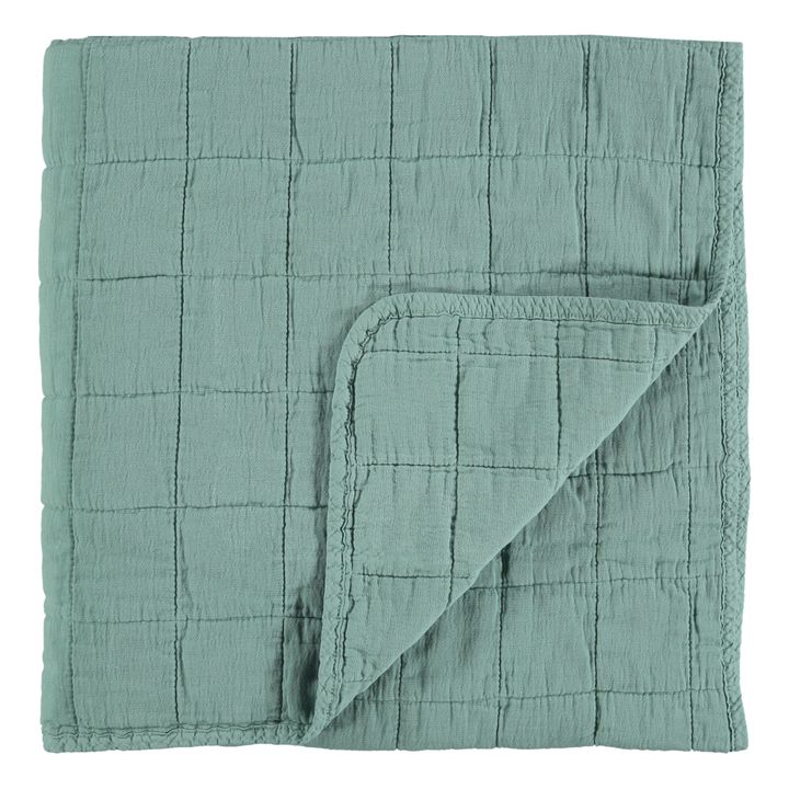 Manta acolchada de algodón | Verde- Imagen del producto n°2