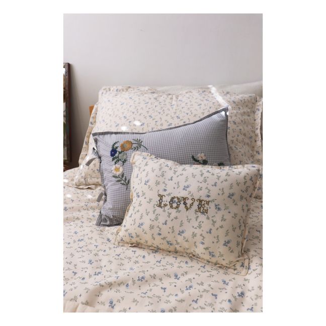 Besticktes Kissen Bella | Blau