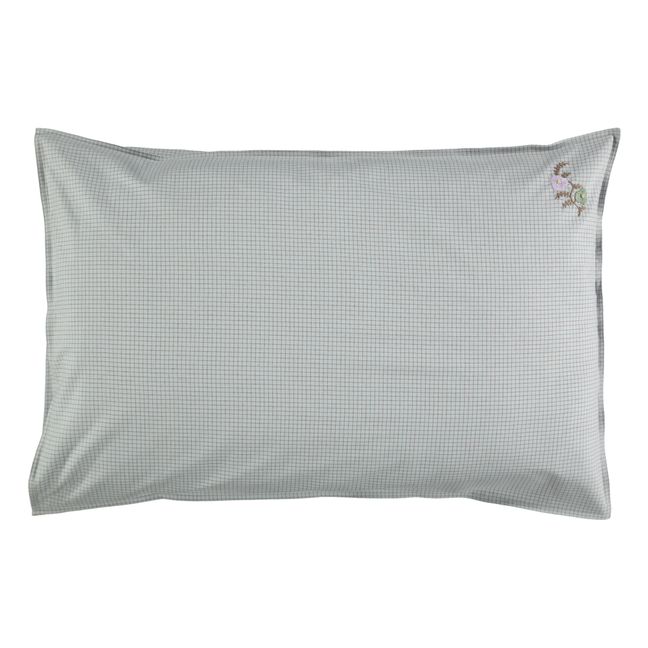 Federa da guanciale ricamata, modello: Blue Check | Blu