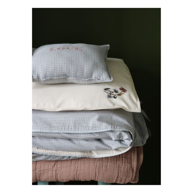 Coussin brodé Blue Check | Bleu