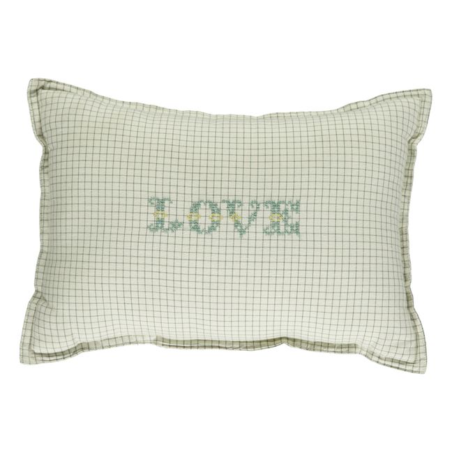 Coussin brodé Green Check | Green
