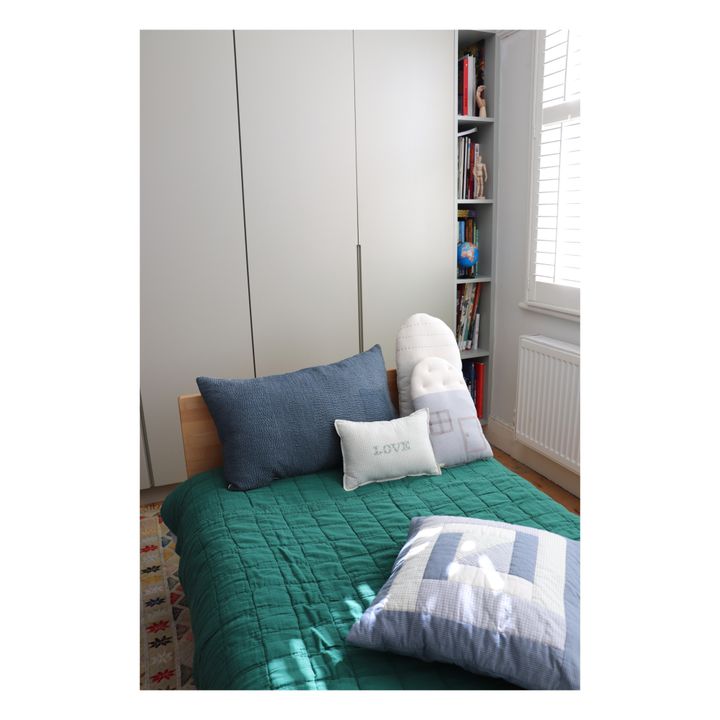 Cuscino ricamato, modello: Green Check | Verde- Immagine del prodotto n°1