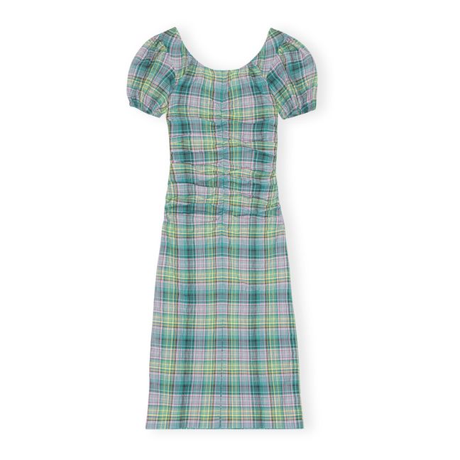 Organic Cotton Crepe Check Dress | Grün