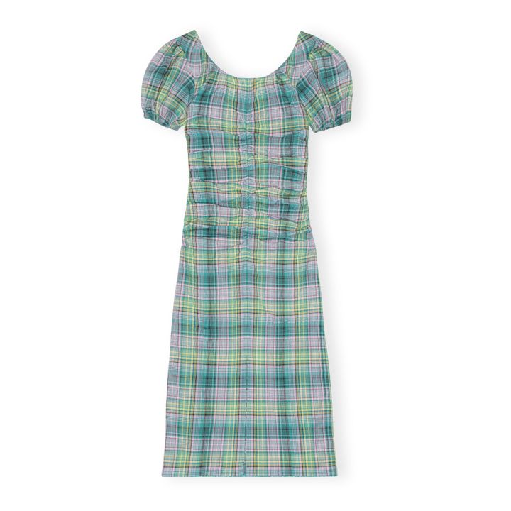 Organic Cotton Crepe Check Dress | Verde- Immagine del prodotto n°3