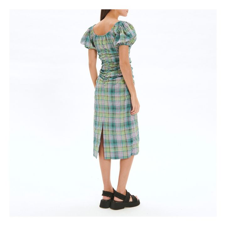 Organic Cotton Crepe Check Dress | Verde- Immagine del prodotto n°2