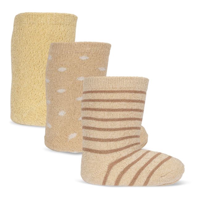 Set of 3 Pairs of Organic Cotton Socks  | Ecru
