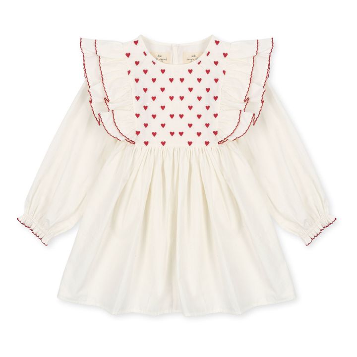 Organic Cotton Heart Dress | White- Product image n°0