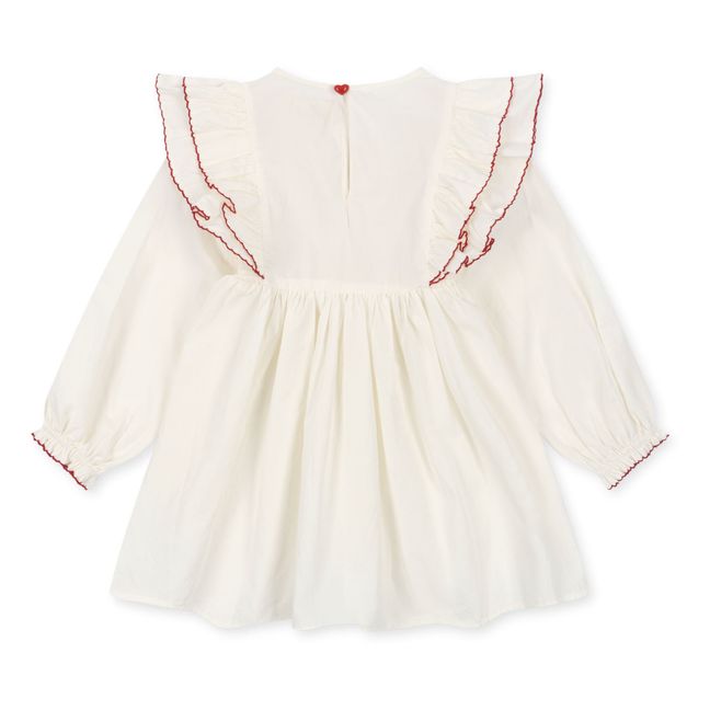Kleid Bio-Baumwolle Herz | Weiß