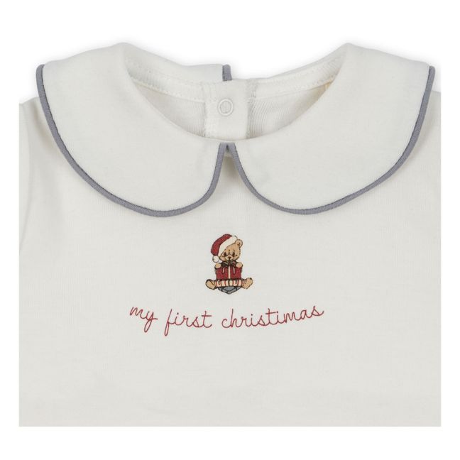 Pyjama Coton Bio Col Claudine My First Christmas | Blanc