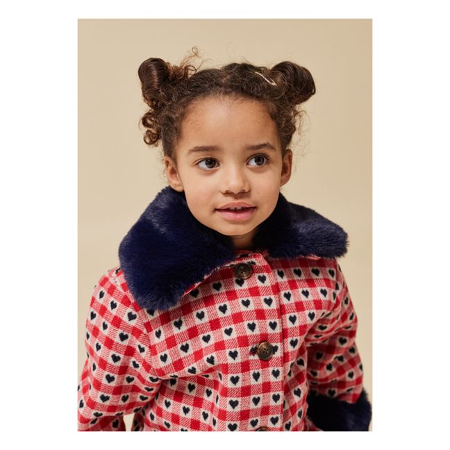Manteau Carreaux Nela | Rouge