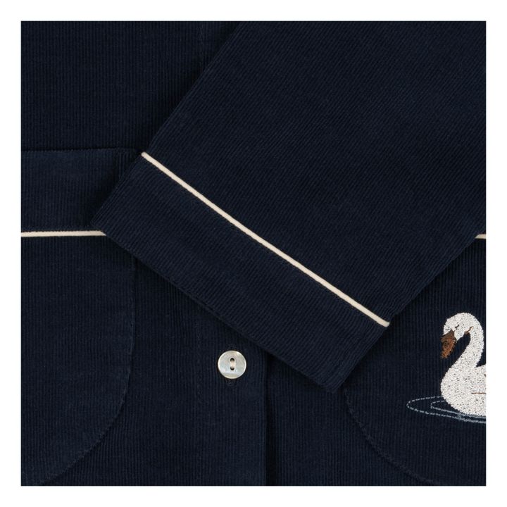Pluma Camisa de pana de algodón orgánico Cuello Claudine | Azul Marino- Imagen del producto n°7