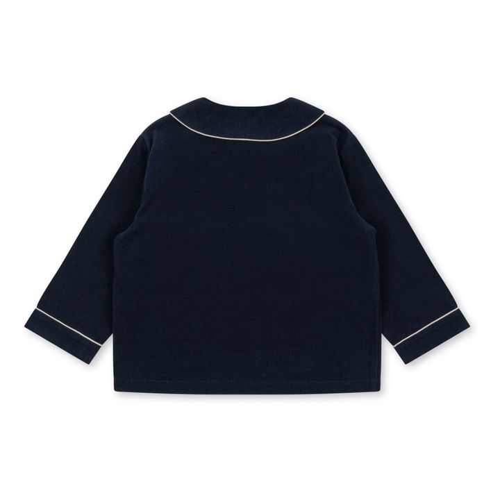 Pen Organic Cotton Corduroy Shirt Claudine Collar | Navy blue- Product image n°8